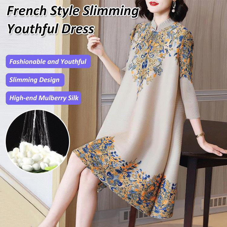 Elegant Pleated Print Dress