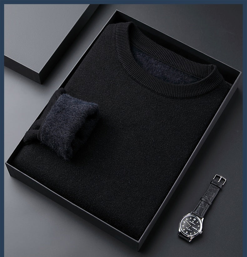 High quality solid color thick cashmere men's sweater